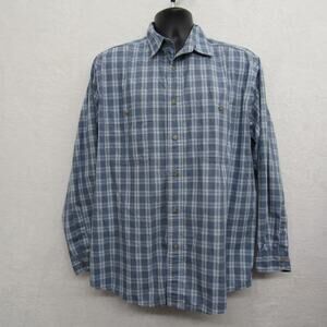 Wrangler Buttons Shirt Mens Large Blue Long Sleeve Cotton Wrinkle Resist